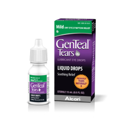 Multi-dose bottle and product box for GenTeal Tears Mild Dry Eye Symptom Relief Lubricant Eye Drops by Alcon