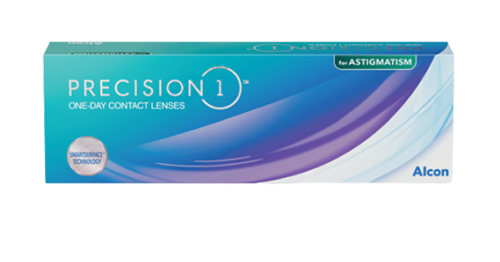 product box for Precision1 for Astigmatism daily contact lenses by Alcon