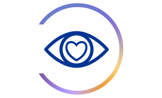 icon of eye with a heart shape in the center