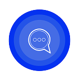 icon with a speech bubble and three dots, symbolizing communication, feedback, or messaging