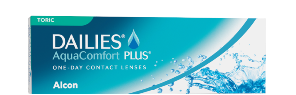 product box for Dailies AquaComfort Plus Toric daily contact lenses by Alcon