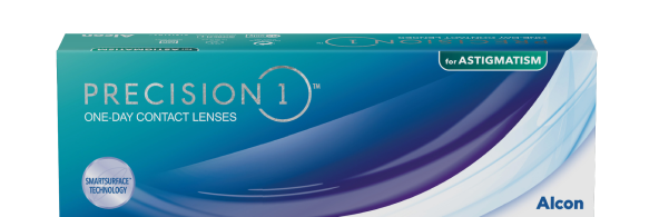 product box for Precision1 for Astigmatism daily contact lenses by Alcon