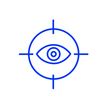 icon of an eye inside a circular target with crosshairs, symbolizing vision correction and surgical precision