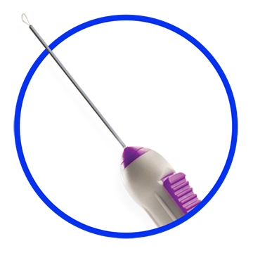 An image of the FINESSE Flex Loop. The device appears on a purple background.