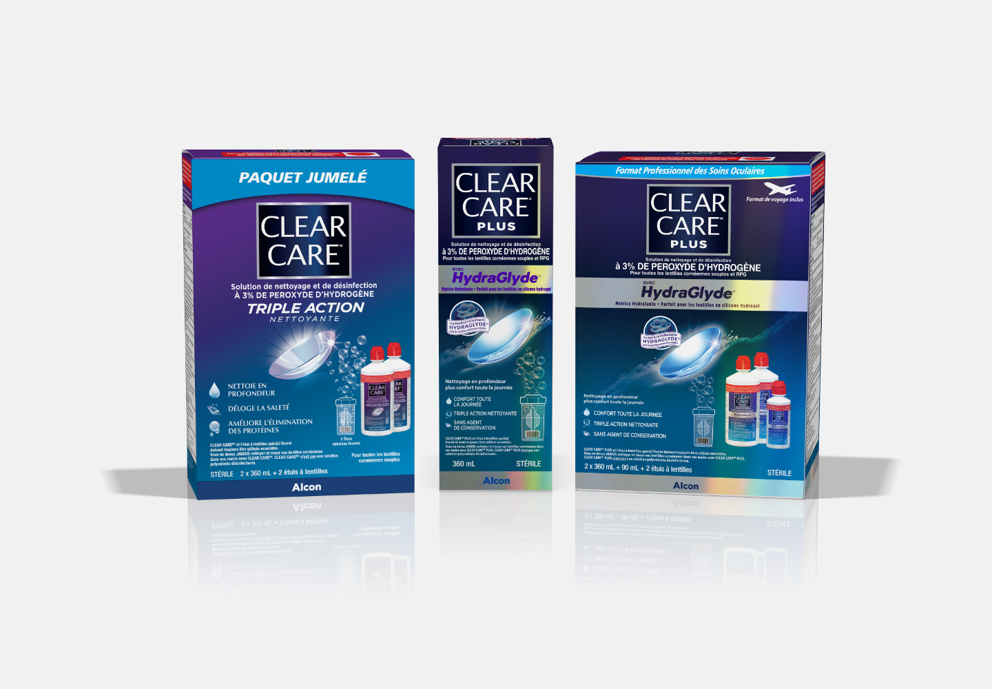 CLEAR CARE product packshots