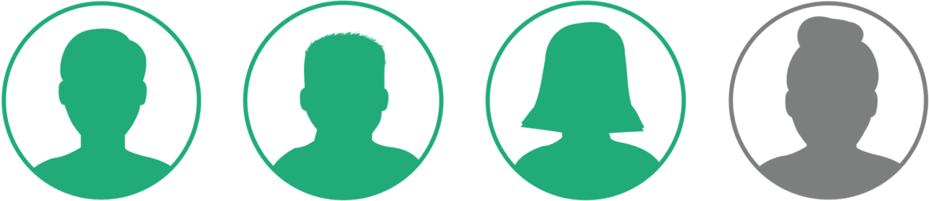 Four person icons in a circle