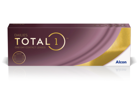 Boîte de produit pour les lentilles de contact journalières Dailies Total1 par Alcon