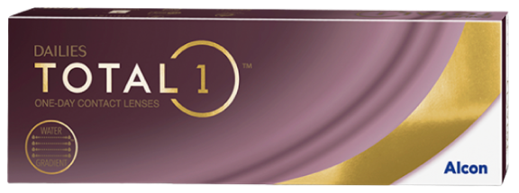 Boîte de produit pour les lentilles de contact journalières Dailies Total1 par Alcon