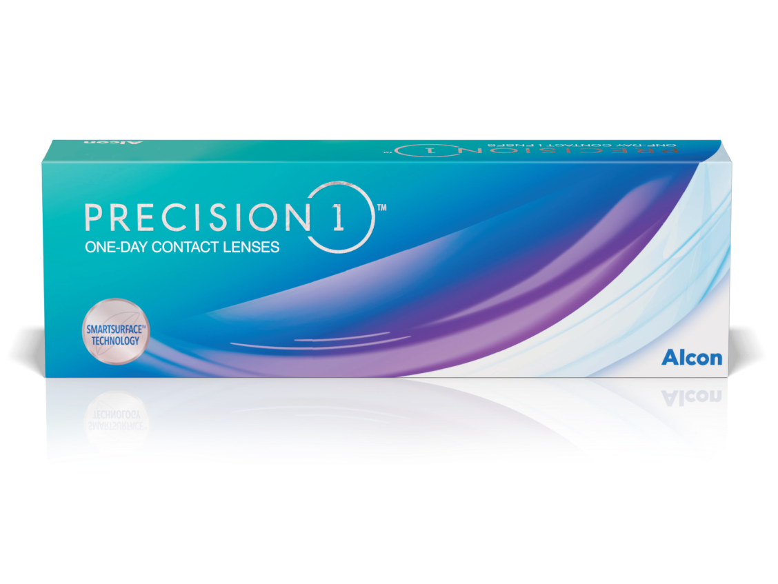 Boîte de produit pour les lentilles de contact journalières Precision1 par Alcon