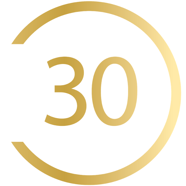 30 icon in golden circle