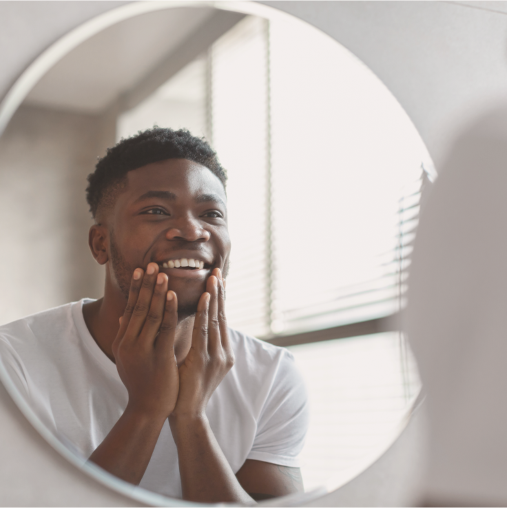 A man looking in the mirror