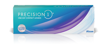 Boîte de lentilles cornéennes journalières PRECISION1 d’Alcon, dotées de la technologie SmartSurface.