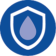Icône de bouclier avec une goutte d’eau protectrice