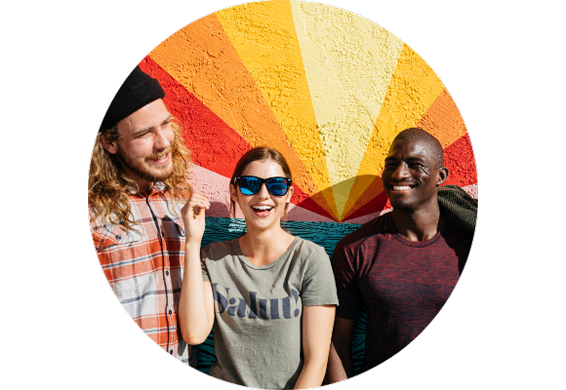 Three smiling people