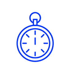 A blue icon of a stopwatch.  