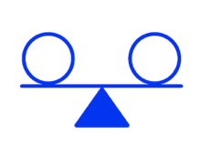 A blue icon of a weight scale