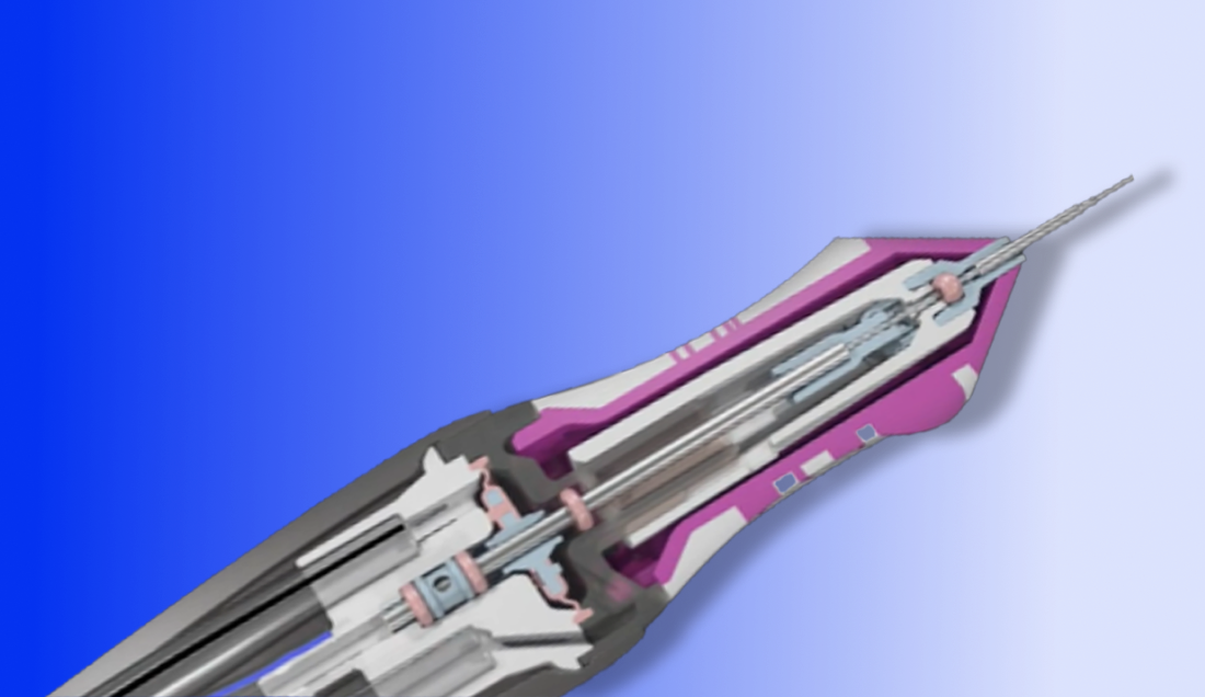 A cross-section image of the HYPERVIT Probe showcasing the dual pneumatic drive feature