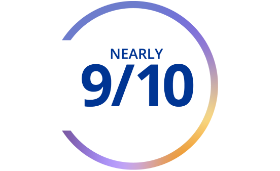 Graphic with text: Almost 9 out of 10