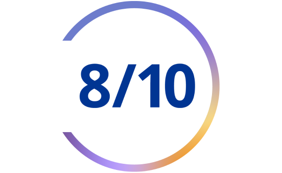 Graphic with text: 8 out of 10