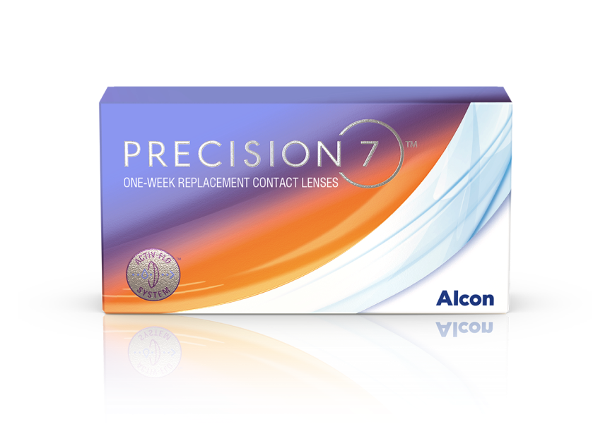 Box of PRECISION7 one-week replacement contact lenses by Alcon