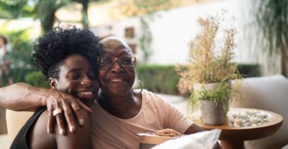 Smiling mother with her daughter