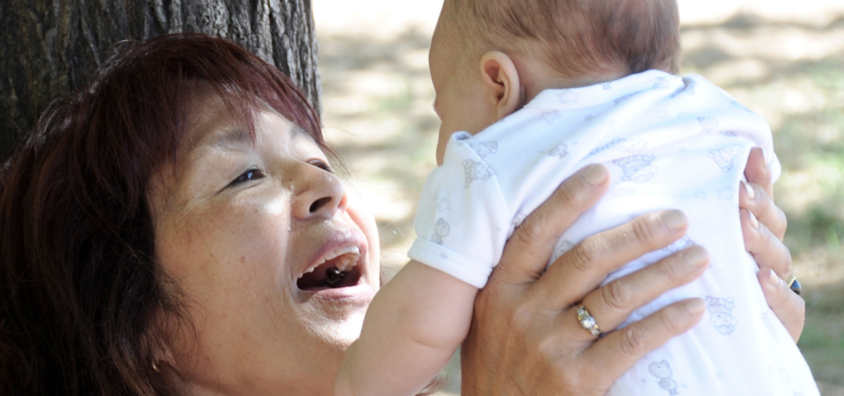 Woman holding baby