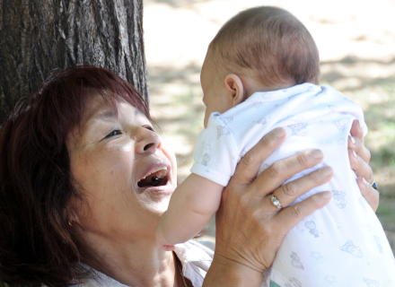 Woman holding baby