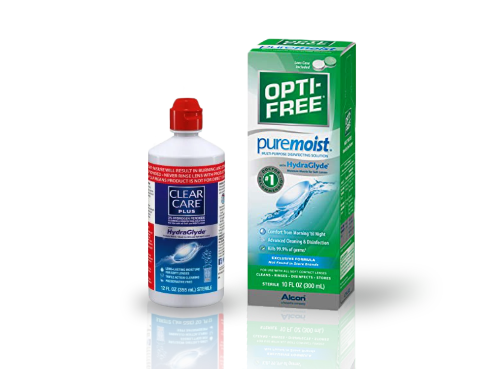 OPTI-FREE® Puremoist and CLEAR CARE® contact lens care solutions