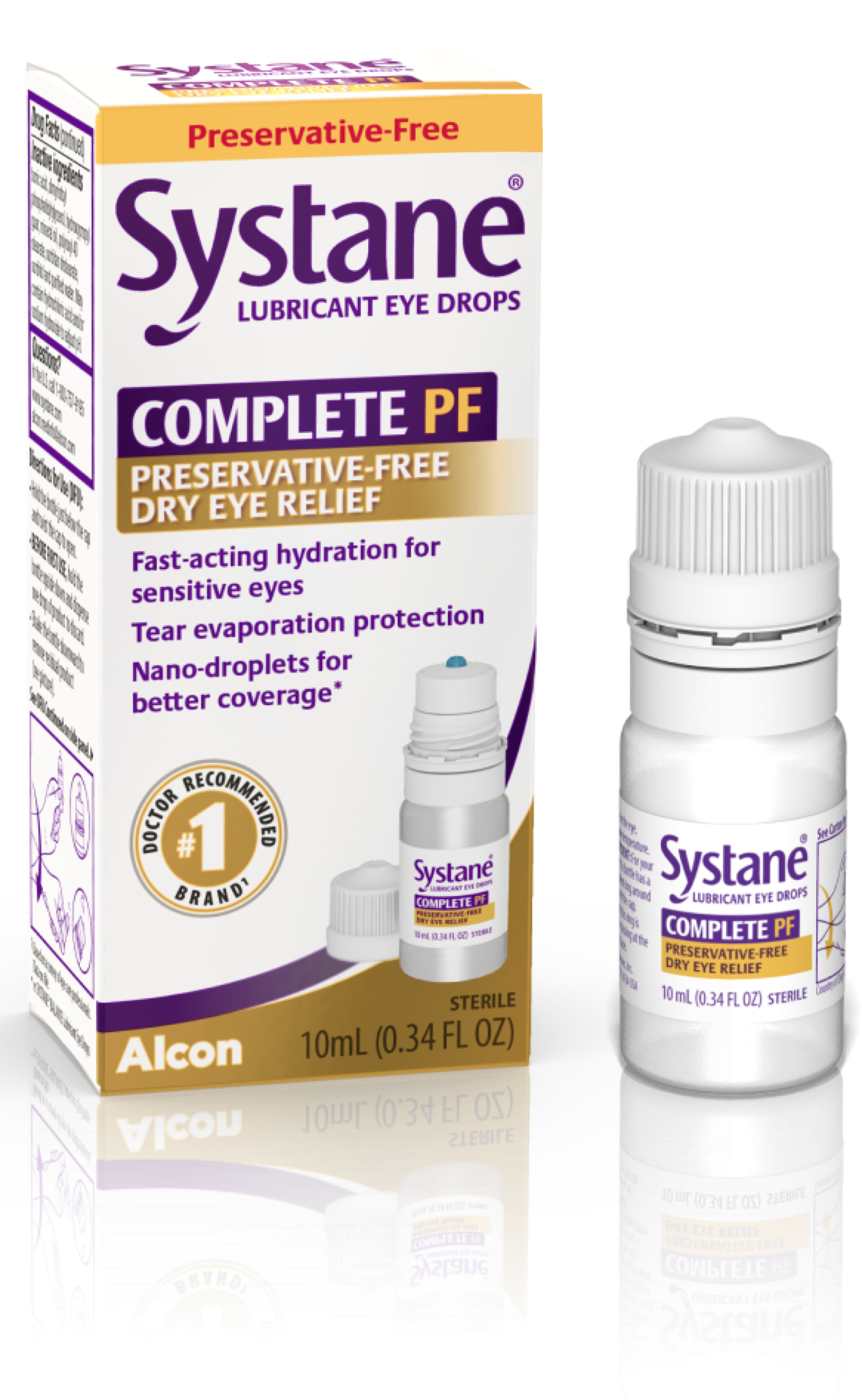 New Systane Complete Preservative-free Lubricating Eye Drops box and multi-dose bottle