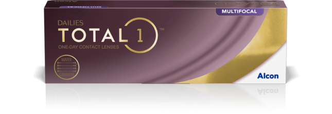 Dailies Total1 Multifocal One-Day Contact Lenses product box by Alcon