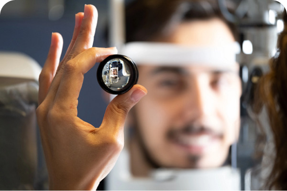 Doctor performing eye exam