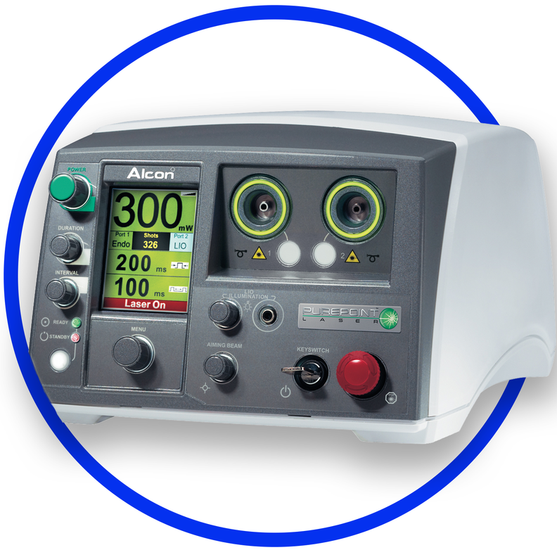 Purepoint on white background with blue circle