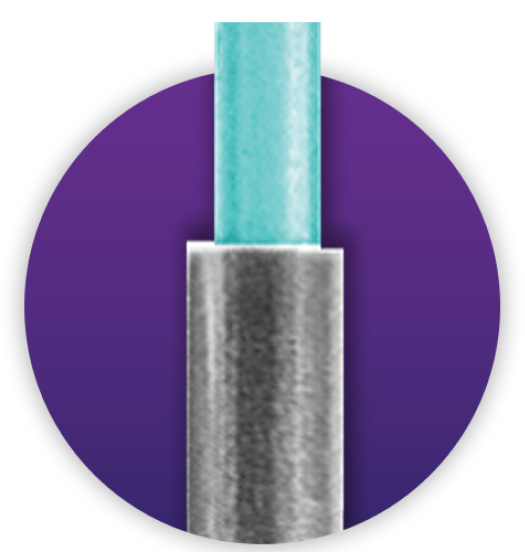 Close up of a Grieshaber Advanced Backflush Soft Tip DSP, 0.8 mm polyurethane green soft tip.