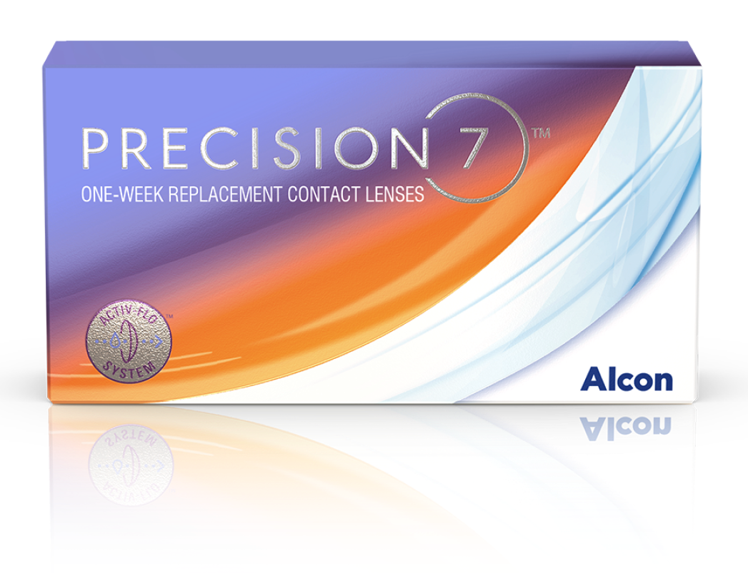 product box for Precision7 one-week replacement contact lenses