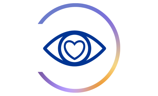 icon of eye with a heart shape in the center
