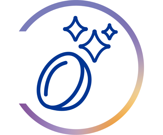 Contact lens icon in a colored unclosed circle