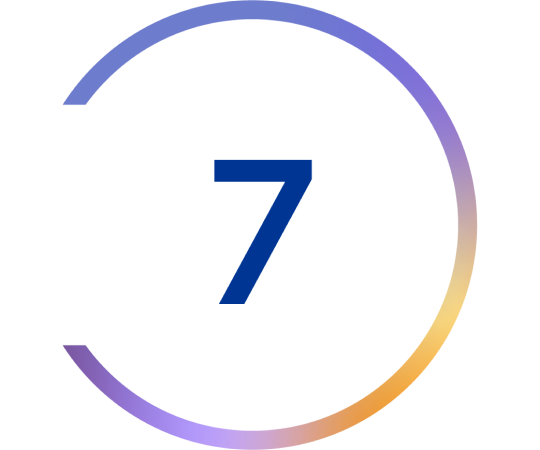 Icon of the number 7 in a colored unclosed circle
