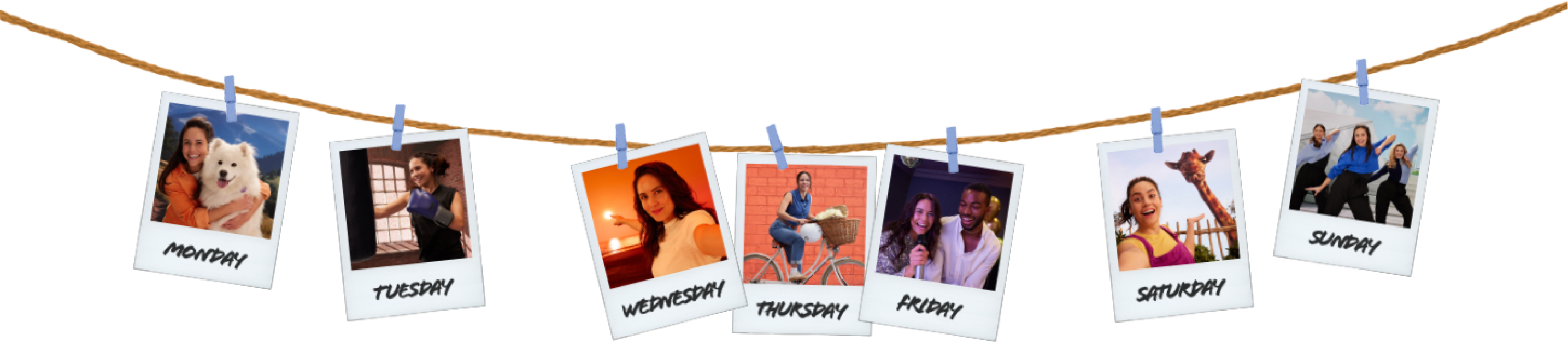 Image of photos of people with the names of the days